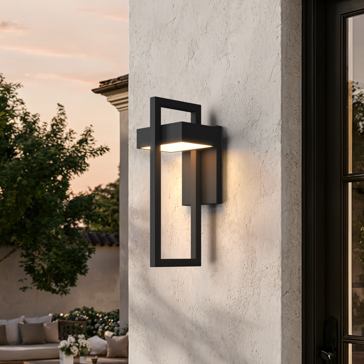 Vesper Modern Outdoor Wall Sconce | Black Stainless Steel LED Wall Light, Waterproof, Architectural