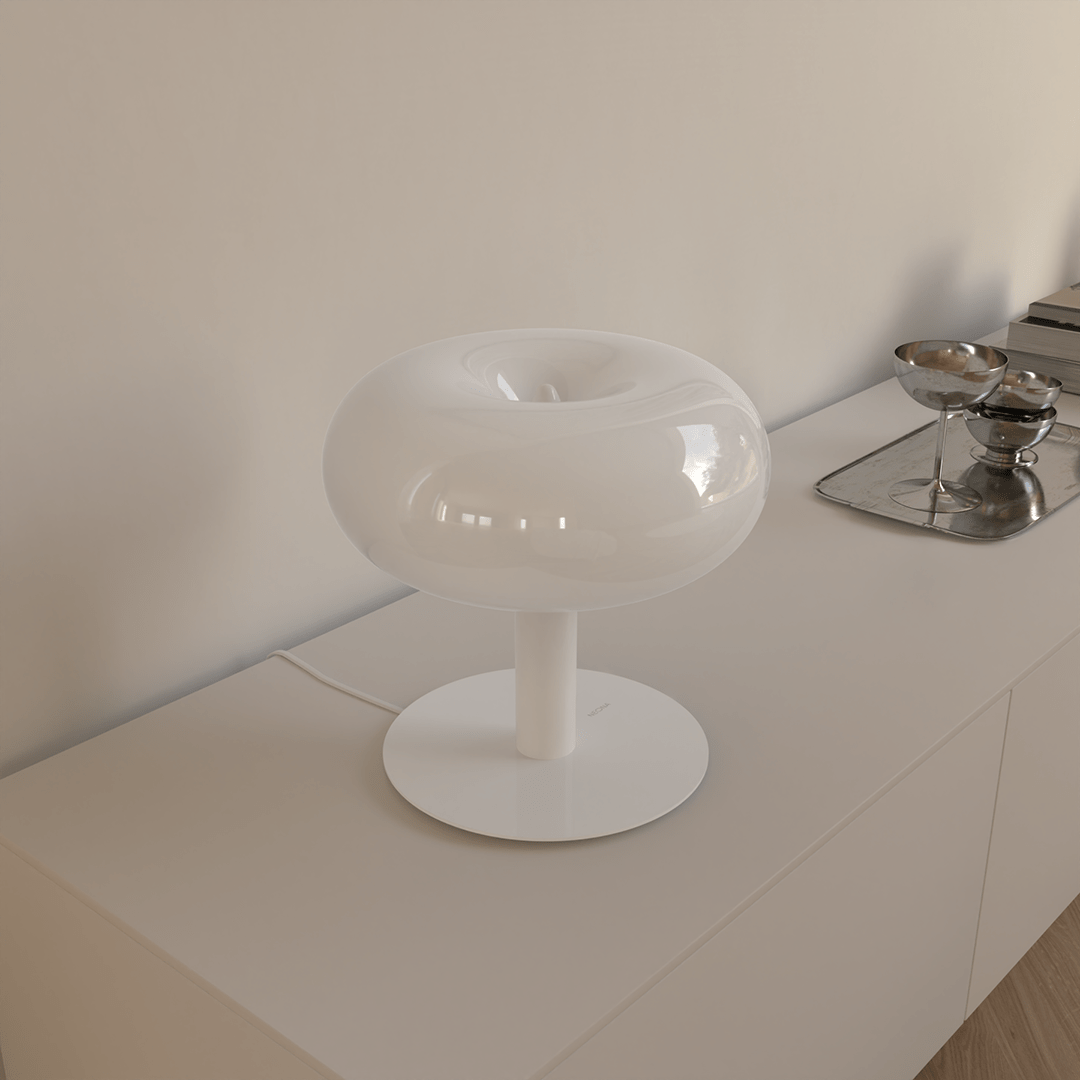 Fungo Mid-Century Mushroom Table Lamp | Dimmable LED Hand-Blown Glass Lamp with Touch Control