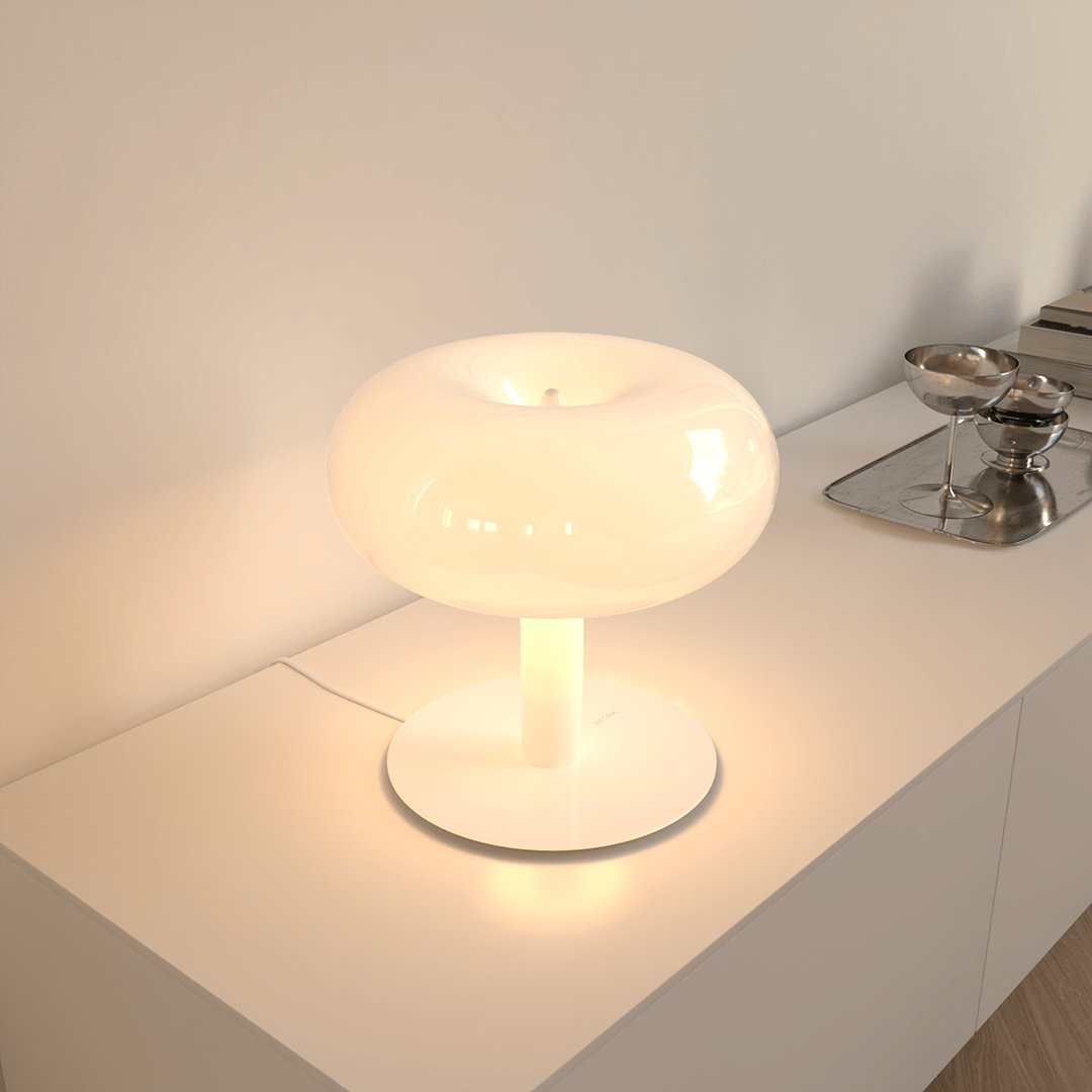 Fungo Mid-Century Mushroom Table Lamp | Dimmable LED Hand-Blown Glass Lamp with Touch Control