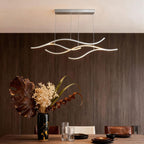 Crescent Modern Wave Linear Pendant Light | Dimmable LED Kitchen Island Chandelier, Black, Gold or Chrome
