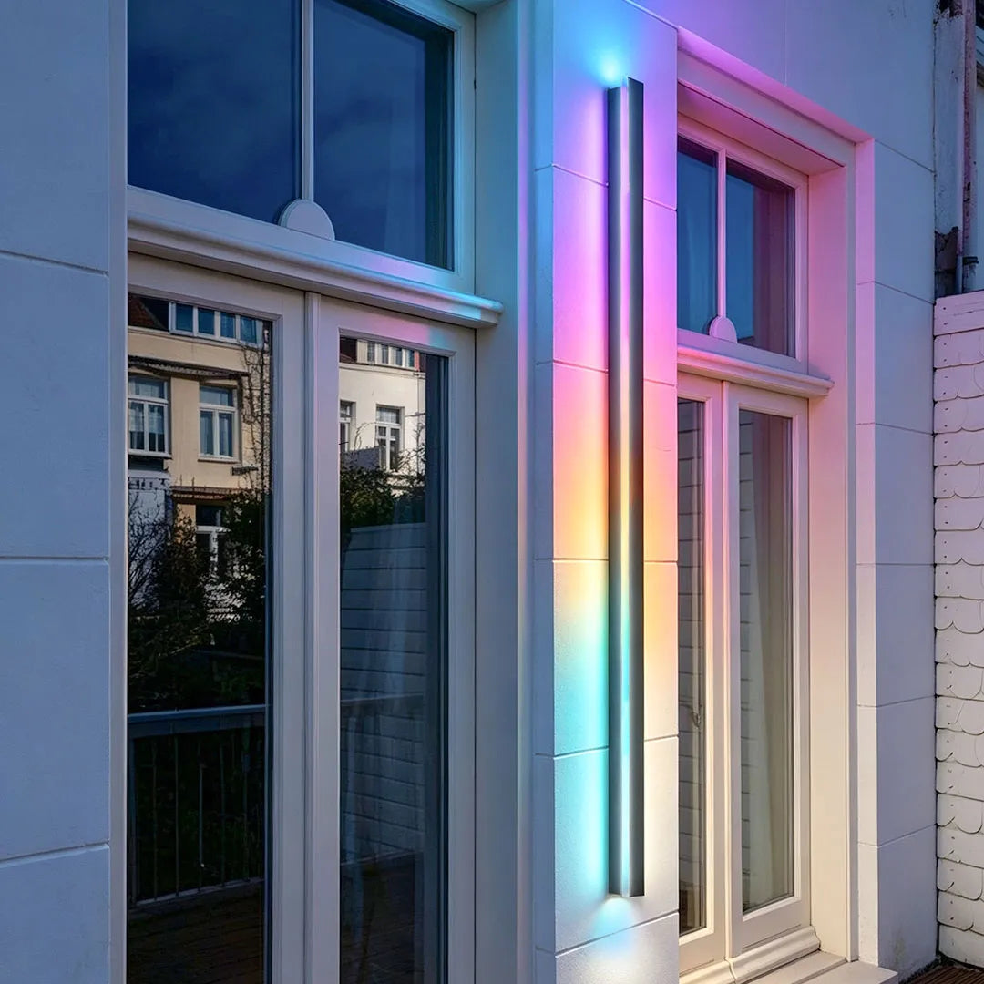 Linea Modern Outdoor Linear Wall Light | Slim Black LED Bar Wall Sconce, Waterproof, RGB or 3-Step