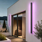 Linea Modern Outdoor Linear Wall Light | Slim Black LED Bar Wall Sconce, Waterproof, RGB or 3-Step