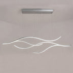 Crescent Modern Wave Linear Pendant Light | Dimmable LED Kitchen Island Chandelier, Black, Gold or Chrome