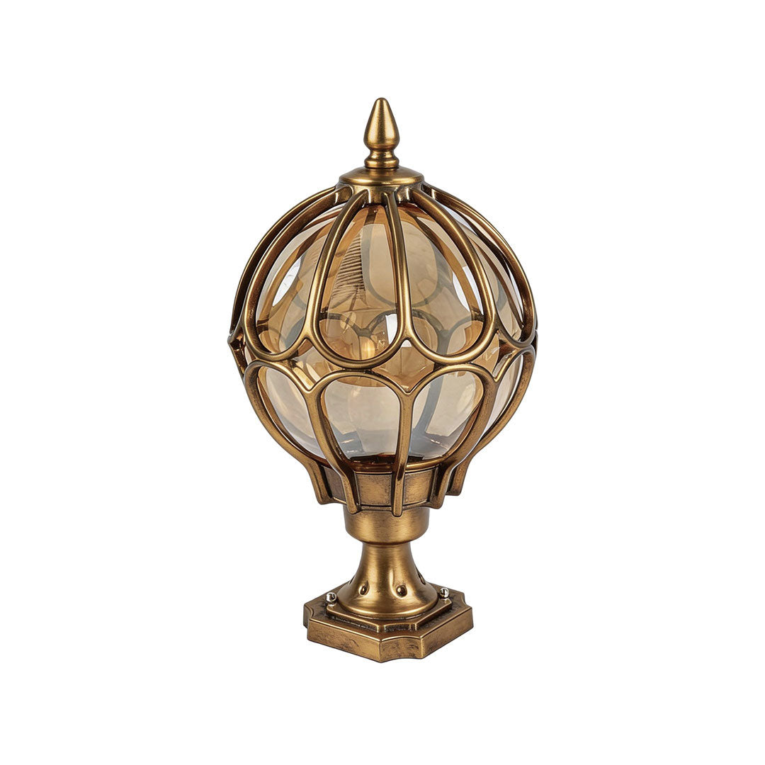 Marlowe Retro Globe Pillar Light | Outdoor Fence Post Lantern with Glass Globe, Black or Bronze