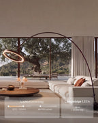 Aurelia Modern Arc Floor Lamp | Dimmable LED Ring Floor Light with Remote, Black Chrome or White