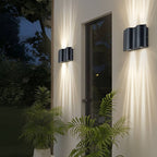 Onda Modern Up Down Outdoor Wall Light | Wavy Die-Cast Aluminum LED Wall Sconce, Black