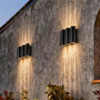 Onda Modern Up Down Outdoor Wall Light | Wavy Die-Cast Aluminum LED Wall Sconce, Black
