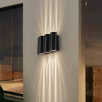Onda Modern Up Down Outdoor Wall Light | Wavy Die-Cast Aluminum LED Wall Sconce, Black