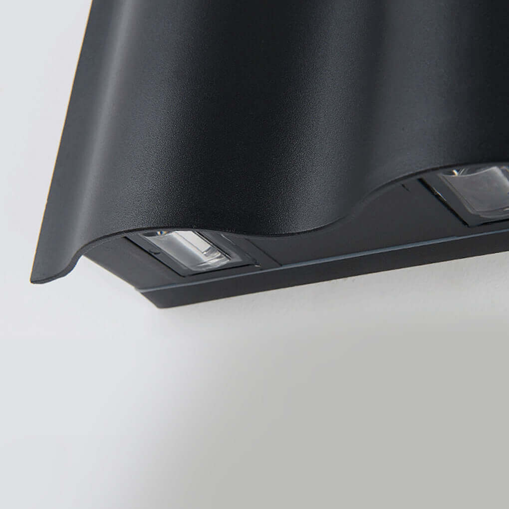 Onda Modern Up Down Outdoor Wall Light | Wavy Die-Cast Aluminum LED Wall Sconce, Black