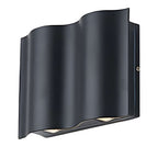 Onda Modern Up Down Outdoor Wall Light | Wavy Die-Cast Aluminum LED Wall Sconce, Black