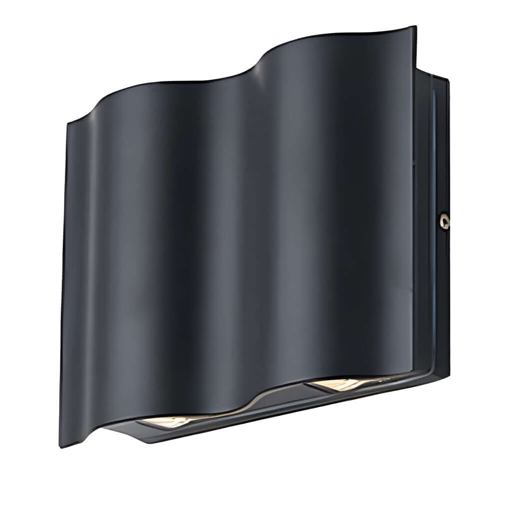 Onda Modern Up Down Outdoor Wall Light | Wavy Die-Cast Aluminum LED Wall Sconce, Black