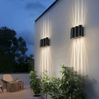 Onda Modern Up Down Outdoor Wall Light | Wavy Die-Cast Aluminum LED Wall Sconce, Black