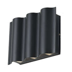 Onda Modern Up Down Outdoor Wall Light | Wavy Die-Cast Aluminum LED Wall Sconce, Black