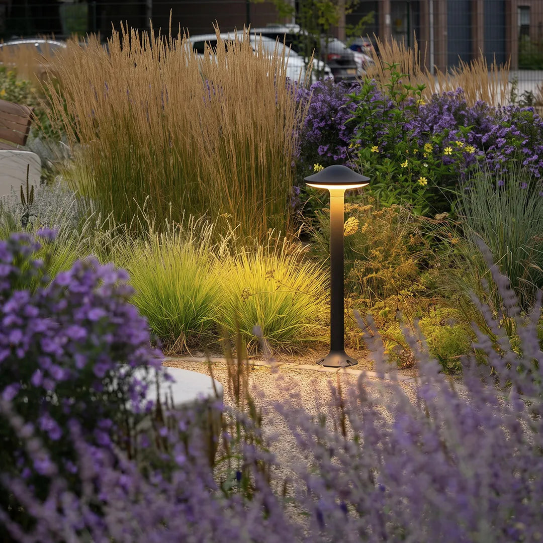 Morel Modern Mushroom Path Light | Gray Aluminum Outdoor LED Landscape Light, Warm White