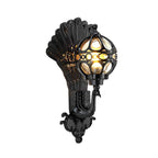 Pavo Retro Peacock Wall Sconce | Die-Cast Aluminum Outdoor Wall Light with Hand-Painted Glass