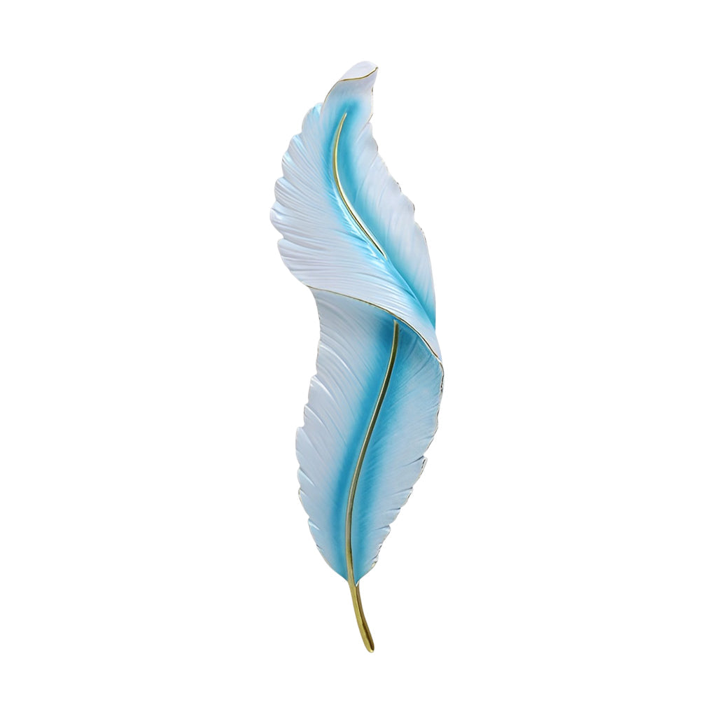 Plume Sculptural Feather Wall Light | Modern LED Wall Sconce in White, Blue or Pink Resin