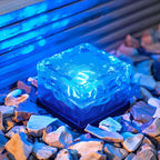 Glacier Solar Step Lights Outdoor | Ice Cube Crystal-Look LED Stair and Deck Lights, Waterproof