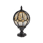 Marlowe Retro Globe Pillar Light | Outdoor Fence Post Lantern with Glass Globe, Black or Bronze