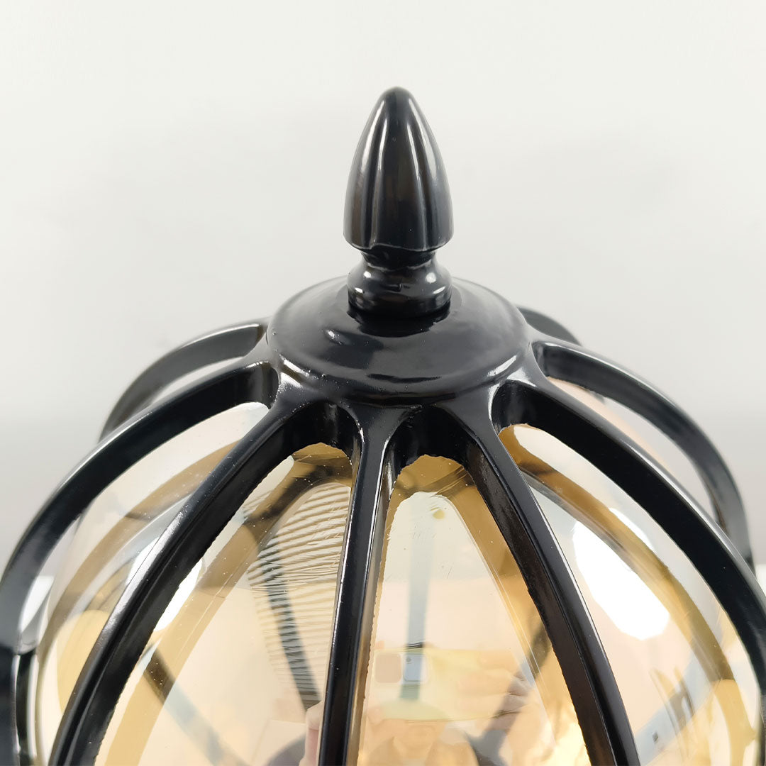 Marlowe Retro Globe Pillar Light | Outdoor Fence Post Lantern with Glass Globe, Black or Bronze