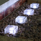Glacier Solar Step Lights Outdoor | Ice Cube Crystal-Look LED Stair and Deck Lights, Waterproof