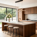 Crescent Modern Wave Linear Pendant Light | Dimmable LED Kitchen Island Chandelier, Black, Gold or Chrome