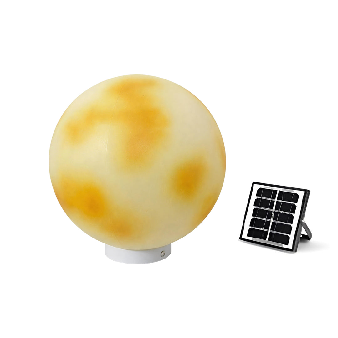 Selene Modern Moon Pillar Light | Round LED Outdoor Gatepost Light, Solar or Hardwired