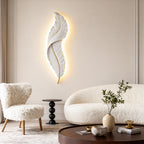 Plume Sculptural Feather Wall Light | Modern LED Wall Sconce in White, Blue or Pink Resin