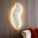 Plume Sculptural Feather Wall Light | Modern LED Wall Sconce in White, Blue or Pink Resin