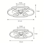 Petal Flower Ceiling Fan with Light | Modern Flush Mount LED Fan with Remote, Gold, White or Black