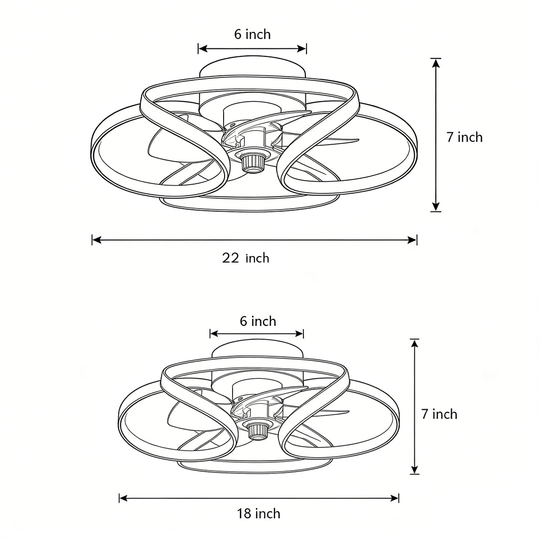 Petal Flower Ceiling Fan with Light | Modern Flush Mount LED Fan with Remote, Gold, White or Black