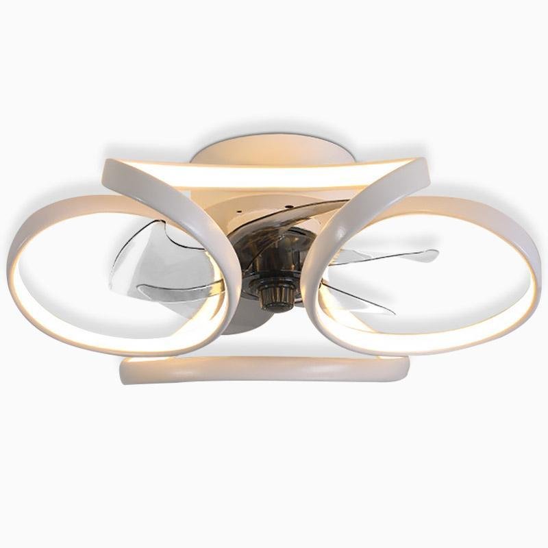 Petal Flower Ceiling Fan with Light | Modern Flush Mount LED Fan with Remote, Gold, White or Black
