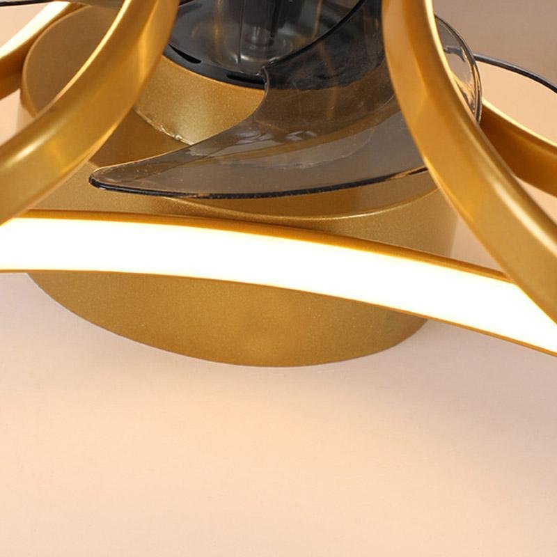 Petal Flower Ceiling Fan with Light | Modern Flush Mount LED Fan with Remote, Gold, White or Black