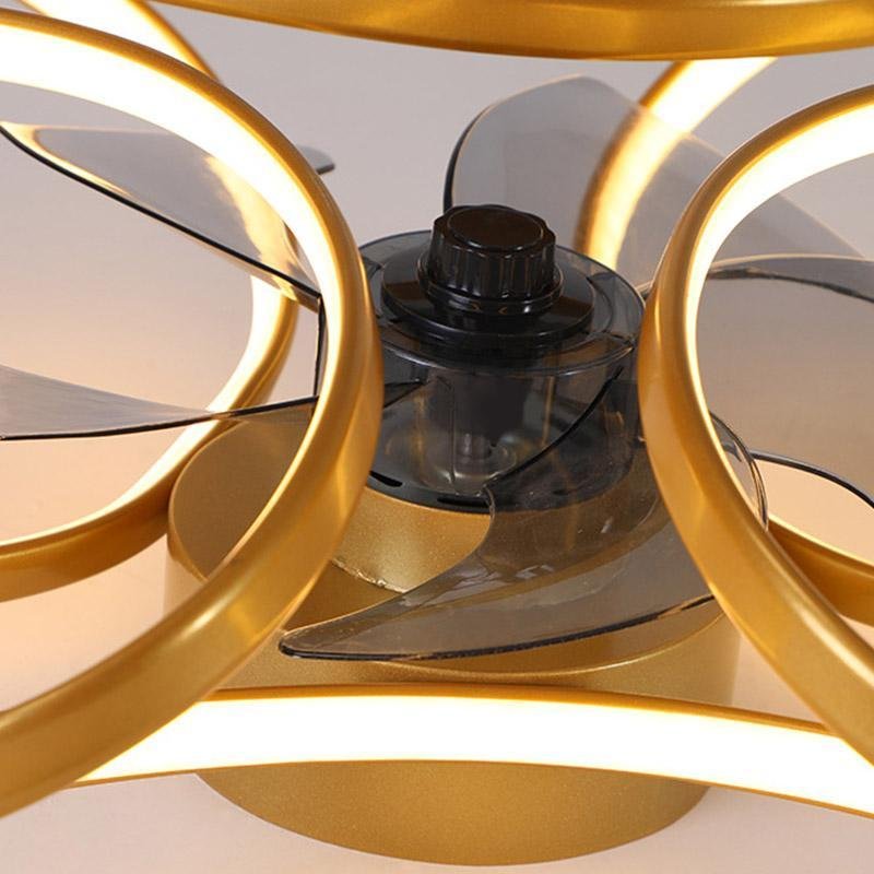 Petal Flower Ceiling Fan with Light | Modern Flush Mount LED Fan with Remote, Gold, White or Black