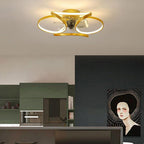 Petal Flower Ceiling Fan with Light | Modern Flush Mount LED Fan with Remote, Gold, White or Black