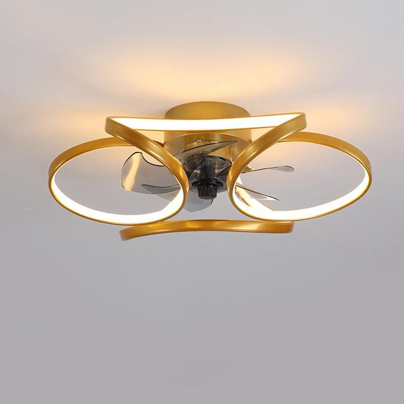 Petal Flower Ceiling Fan with Light | Modern Flush Mount LED Fan with Remote, Gold, White or Black