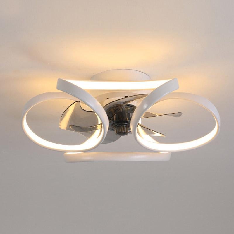 Petal Flower Ceiling Fan with Light | Modern Flush Mount LED Fan with Remote, Gold, White or Black
