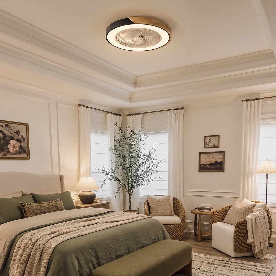 Aeris Modern Bladeless Ceiling Fan with Light | Flush Mount LED Ceiling Fan with Remote, Dimmable