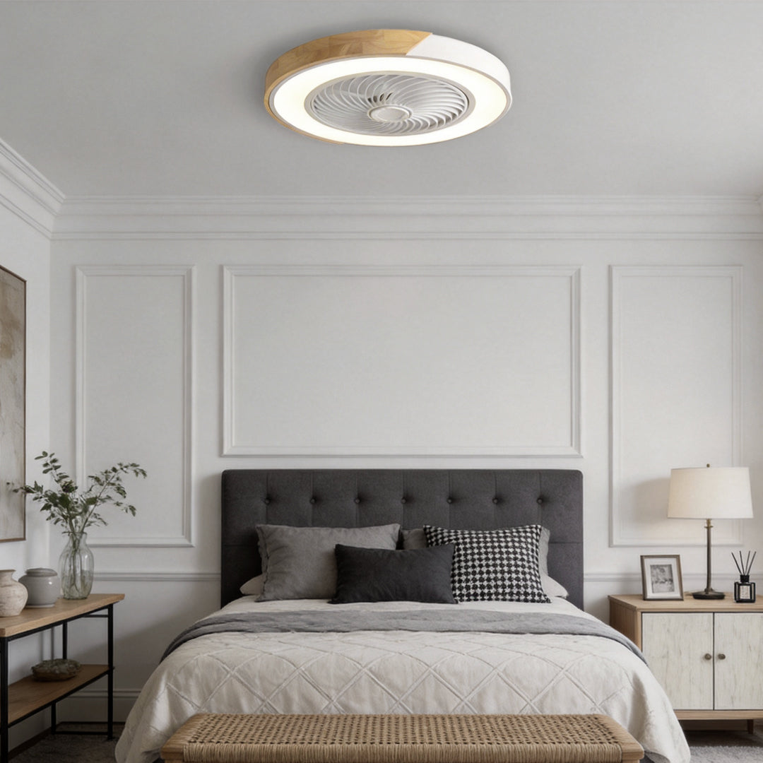 Aeris Modern Bladeless Ceiling Fan with Light | Flush Mount LED Ceiling Fan with Remote, Dimmable