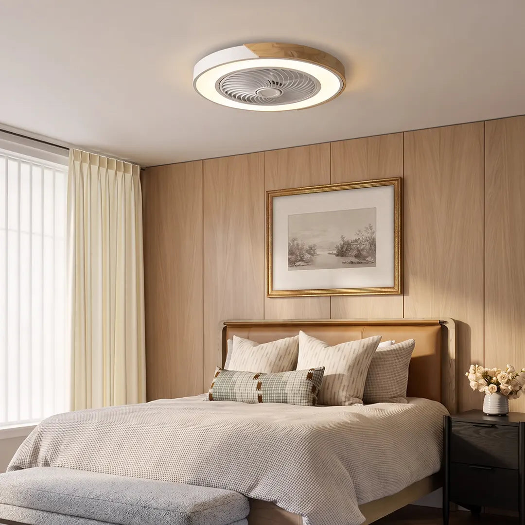Aeris Modern Bladeless Ceiling Fan with Light | Flush Mount LED Ceiling Fan with Remote, Dimmable