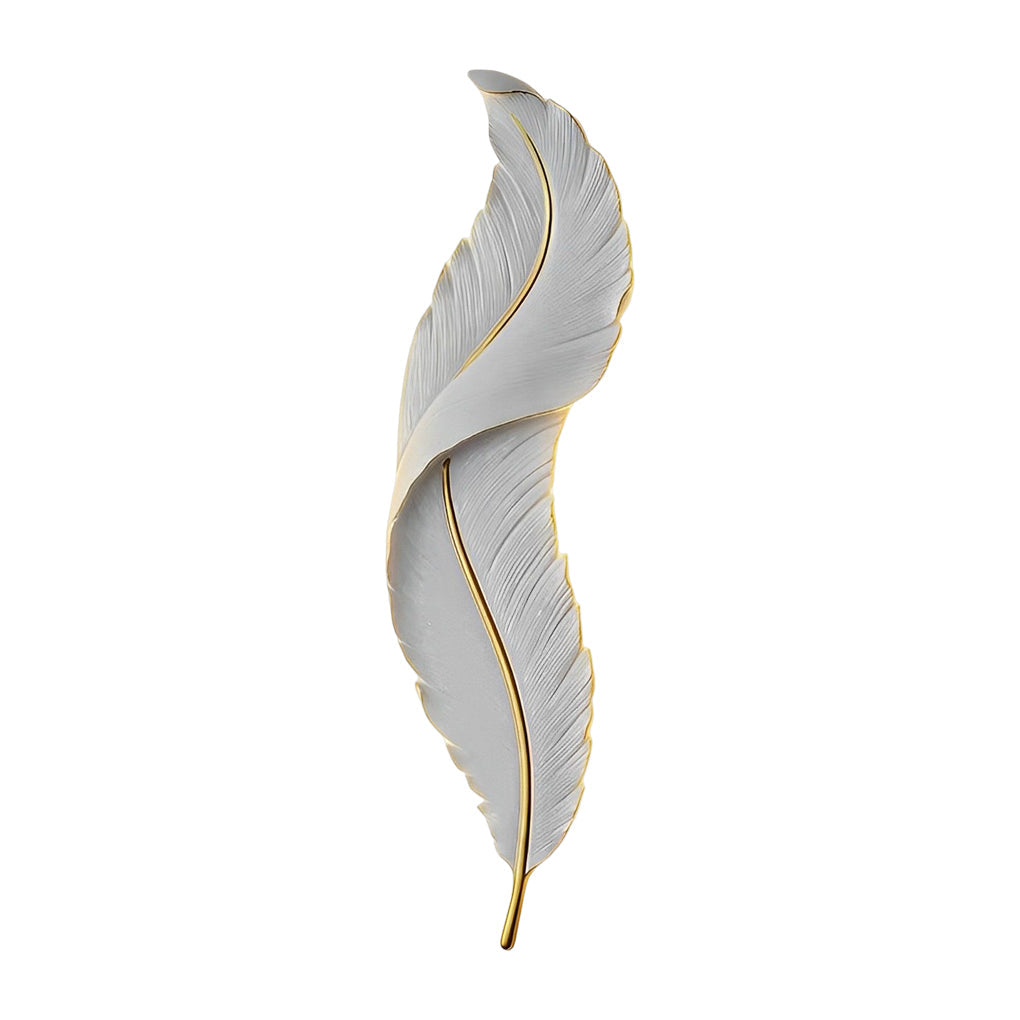 Plume Sculptural Feather Wall Light | Modern LED Wall Sconce in White, Blue or Pink Resin