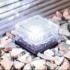 Glacier Solar Step Lights Outdoor | Ice Cube Crystal-Look LED Stair and Deck Lights, Waterproof