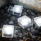 Glacier Solar Step Lights Outdoor | Ice Cube Crystal-Look LED Stair and Deck Lights, Waterproof