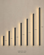Linea modern outdoor linear wall light size chart - 24, 40, 48, 60, 67, 78 and 94 inch lengths with dimensions