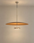 Solsence Walden mid-century pendant light - Walnut lit with warm 3000K glow on a greige wall