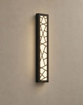 SCI Lighting Meridian linear outdoor wall light lit with warm 3000K glow on a greige wall
