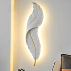 Plume Sculptural Feather Wall Light | Modern LED Wall Sconce in White, Blue or Pink Resin