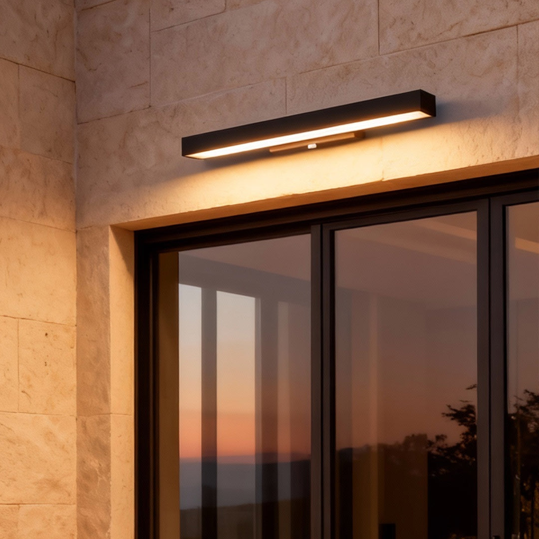 Argus Modern Linear Outdoor Wall Light | Black Stainless Steel LED Wall Sconce, Waterproof, Motion Sensor Option