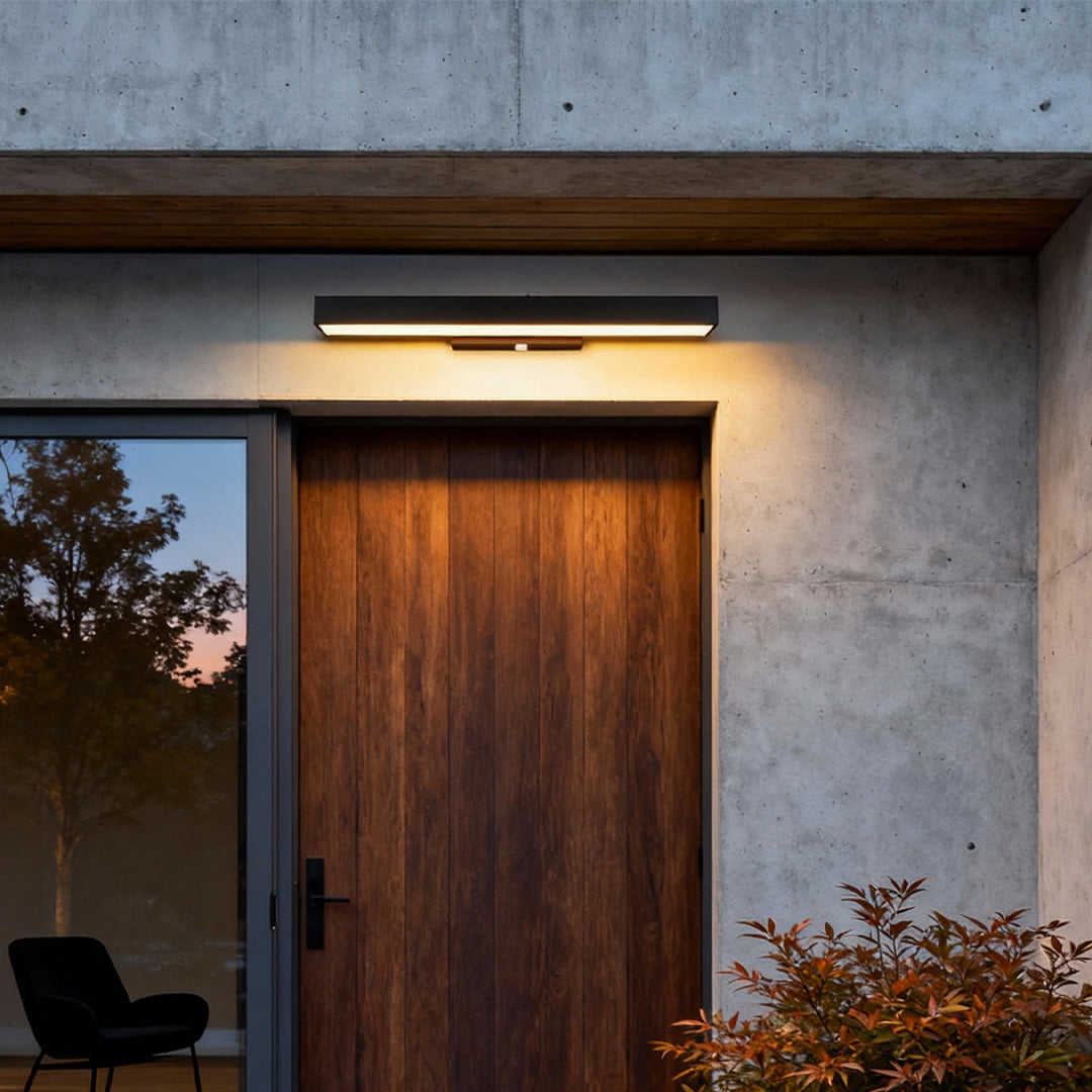 Argus Modern Linear Outdoor Wall Light | Black Stainless Steel LED Wall Sconce, Waterproof, Motion Sensor Option