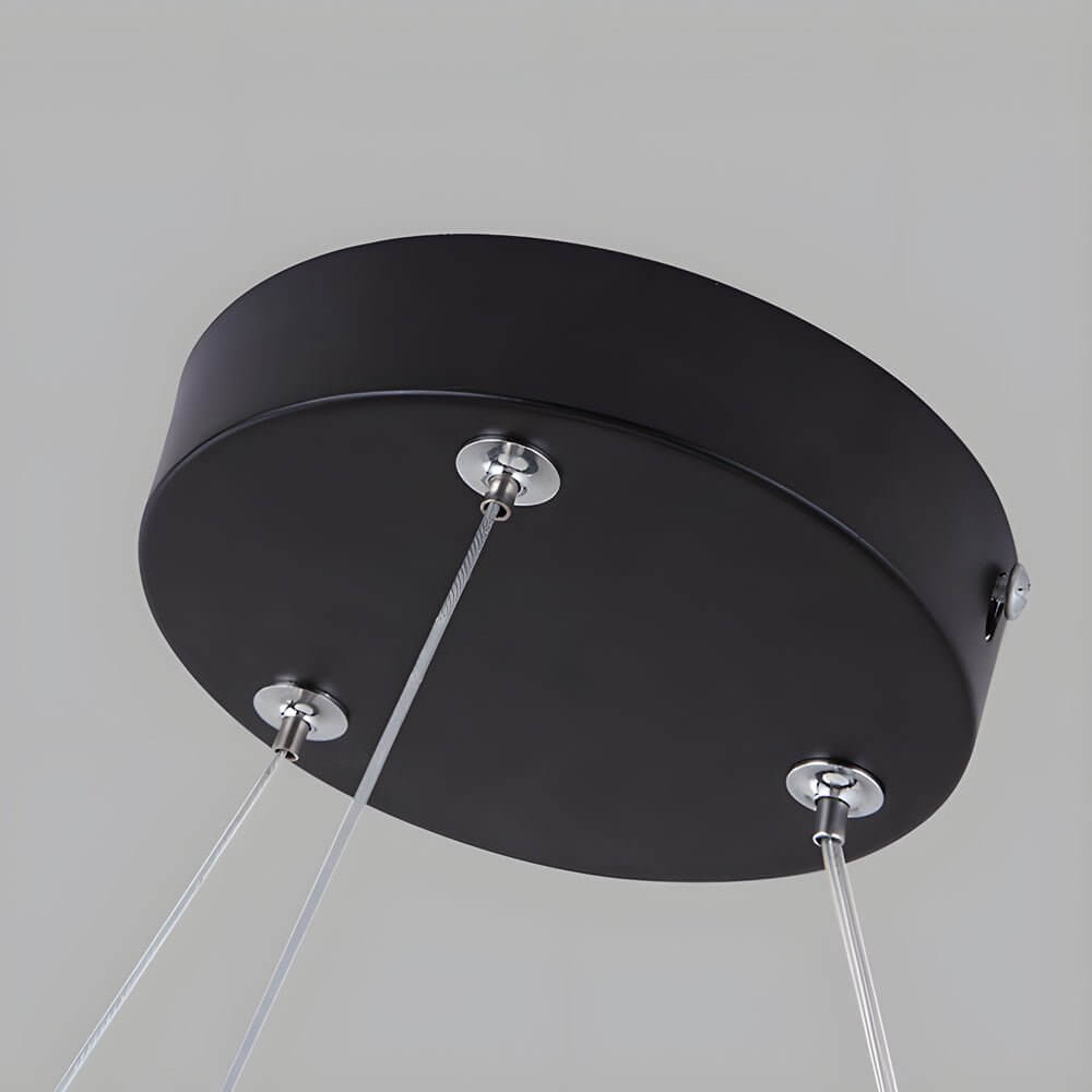 Corona Modern Ring Pendant Light | Black or White LED Circular Chandelier for Office and Living Room
