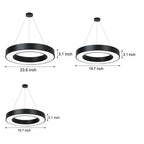 Corona Modern Ring Pendant Light | Black or White LED Circular Chandelier for Office and Living Room
